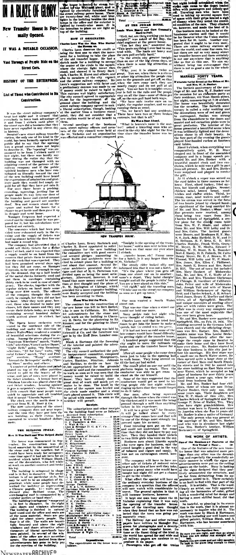 Transfer House opens in 1896